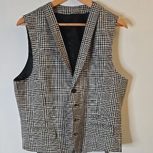 Black and White Glen Plaid Vest